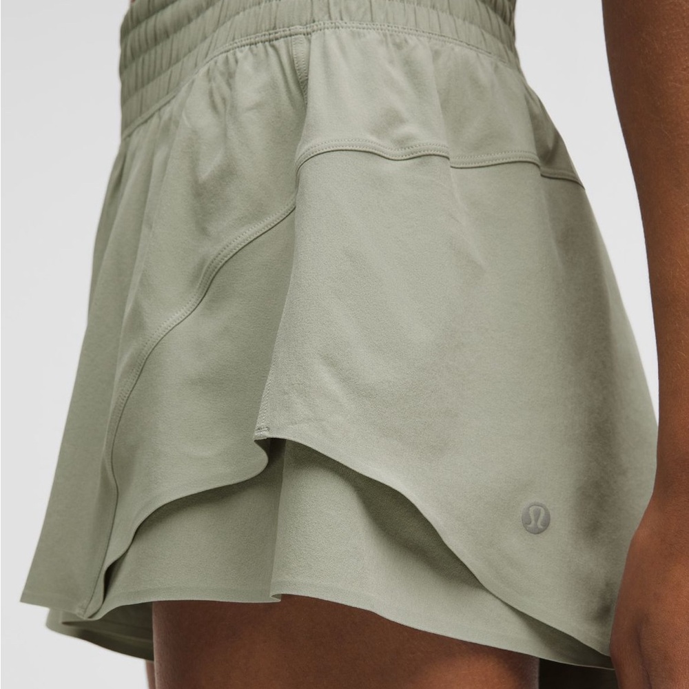 Lululemon Athletica Fog Green Shake it Out High Rise Running Shorts